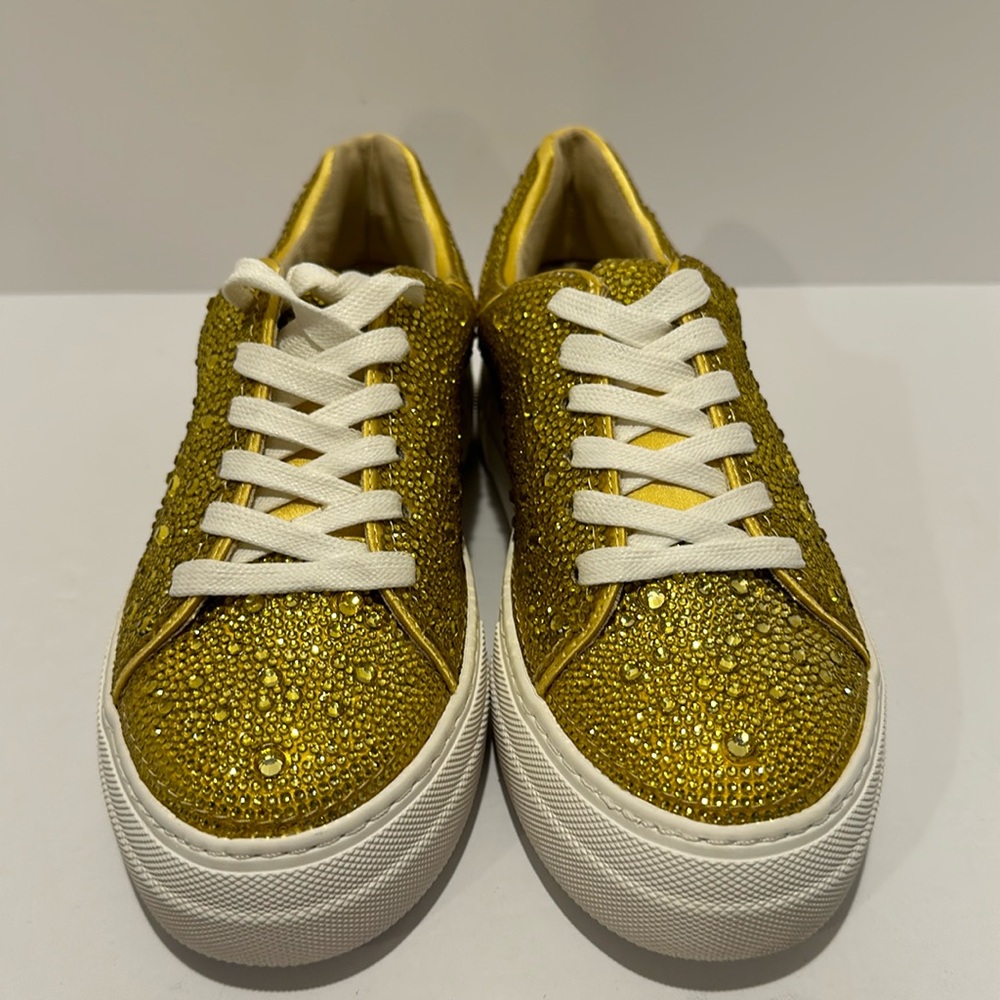 Brand new Betsy Johnson Sidny Sneakers Yellow Gold Rhinestone